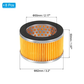 PATIKIL 3.2 x 2 Inch Air Compressor Intake Paper Filter 8 Pack Piston Type Air Filter Elements Replacement for Blowers Generators Filter Particles to Reduce Noise, Yellow