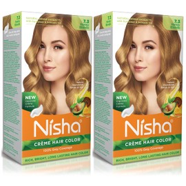 Nisha cream hair color permanent Fashion Highlights and rich bright long-lasting colour Honey Blonde (pack of 2)