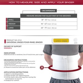 OTC Abdominal Binder, Chest Support Brace, Rib Fracture, Unisex, Four-Panel, White, Small