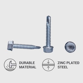 30pcs DIN 7504K Galvanized Steel 6.3 x 38mm Screws Self Drilling Self Drilling Self Tapping Screw Hex Washer Head Self Tapping (30, 6.3 x 38mm)