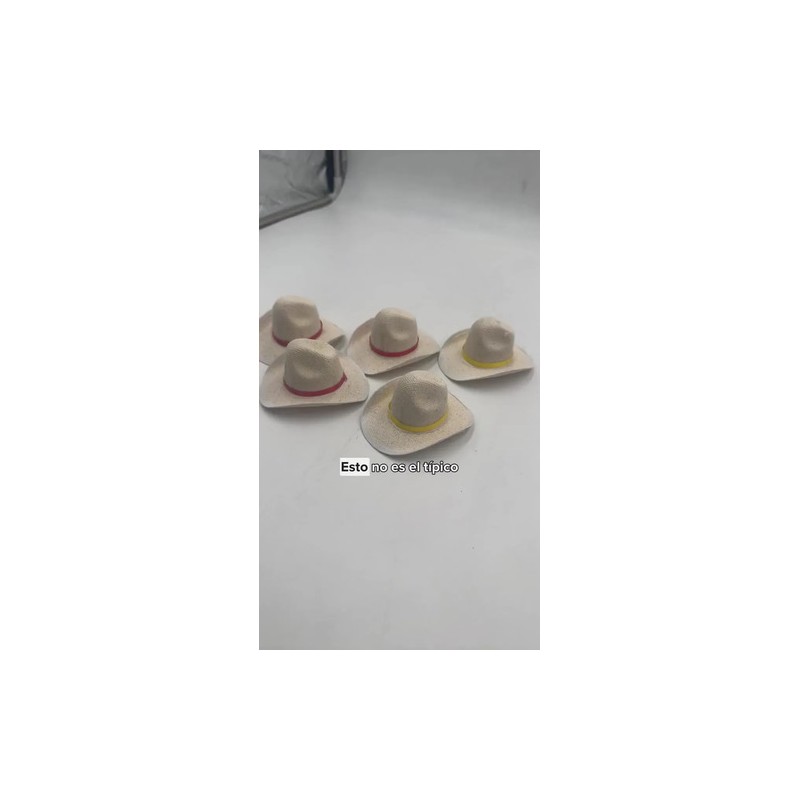 20 Sombrero Texano 8cm Vaquero Miniatura Mini Color Natural