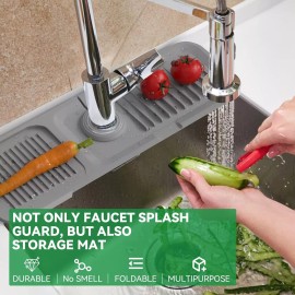 Toovem Kitchen Sink Splash Guard 17.7 * 5.5 Inch Toovem Faucet Handle Drip Catcher Tray