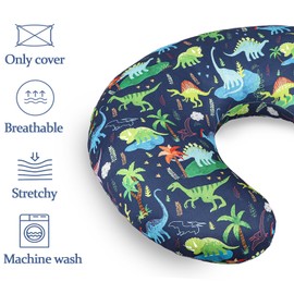 DAYEEBALL Nursing Pillow Cover, Removable Nursing Covers for Breastfeeding Pillows, Stretchy and Soft Fit for Baby Girls Boys Newborn, Dinosaur (Only Cover)