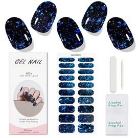 JMEOWIO Gel Nail Stickers Dark Blue Green Semi Cured Gel Nail Strips Wraps UV/LED Nail Supplies Nail Art Design Decoration Accessories