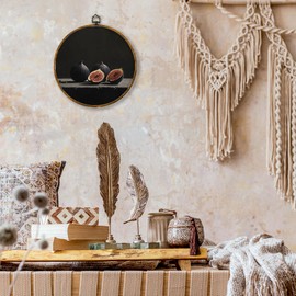 shiviody Vintage Figs Canvas Wall Art Decor, Retro Still Life Art, Country Farmhouse Dark Figs Fruits Round Hanging Frame Prints Decorations for Kitchen Dining Room Farmhouse 10"x10"