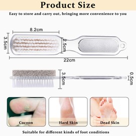 JUNRU 4 in 1 Foot Pumice Stone Brush Combine File Callus Remover with Rasp Scrubber Care Tool for Women Men Wet Dry Cracked Feet Salon or Home Use（2p）