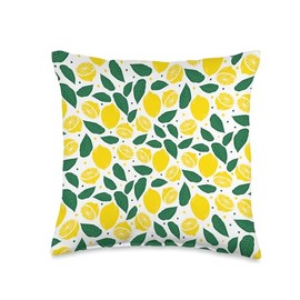 Citrus Lemon Patterns Zesty Lemon Bliss Pattern Throw Pillow, 16x16, Multicolor