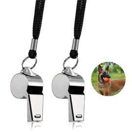 2Pack Stainless Steel Sports Whistles - Loud Crisp Sound Whistles with Lanyard, Great for Officials, Referees, Coaches, Polices, Training, Outdoor Sports and Emergency