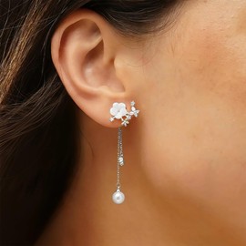 Pearl Drop Earrings for Women Wedding Earrings Silver Flower Earring Gold Prom Jewelry Bride Gifts for Women