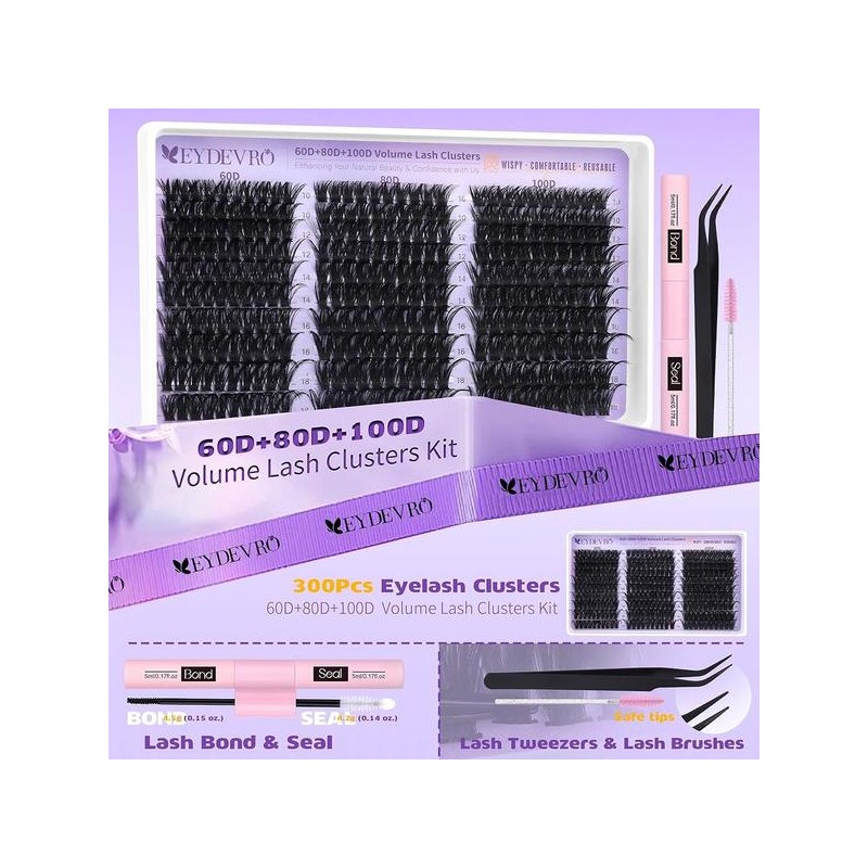 Idebro 아이데브로 래쉬 클러스터 키트 60D80D100D 볼륨 연장 위스피 속눈썹