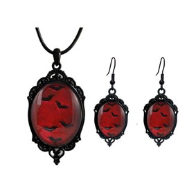 Juego de joyas góticas góticas de Halloween, collar gótico de cuervo de camafeo, collar clásico de cuervo de estilo punk, aretes Victoria de bruja mística, accesorios de disfraz de Halloween para