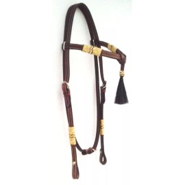 RSI Western Headstall Horse Hair Light Leather Rawhide Futurity Knot Browband Tack - PONY