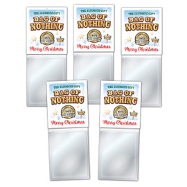 5 Pack - Christmas Bag of Nothing - Funny Gag Joke Gift Present Holiday Xmas Stocking Stuffer, Secret Santa, White Elephant Gift