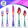 Runfly Gorgeous Retro Royal Rainbow Stainless Steel 20 Pieces Flatware