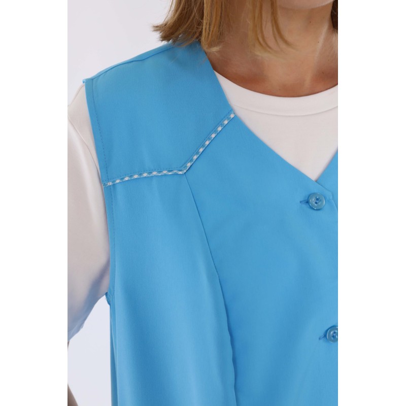 Women's Sleeveless Cooking Apron Apron Button Gown Plain House Dress,