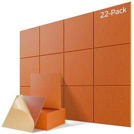 22 Pack Self-Adhesive Acoustic Panels, 12" X 12" X 0.4" High-Density Sound Proof Foam Panels for Walls, Soundproof Wall Panels for Home & Office (Orange)