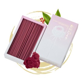Hasegawa Incense of Series '香のたより': Rose Essence Harmony - Jointly Developed with Nippon Kodo, Subtle & Gentle Fragrance, Low-Smoke, 25-Minute Burn, 160g, Rose-Patterned Packaging, Japanese Design