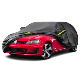 Kaugung 6 Layers Hatchback Car Cover Custom Fit Volkswagen Golf from 2003 to 2025, Waterproof Car Cover All Weather for Automobiles Outdoor Indoor with Zipper Door, Sun Rain Dust Snow Protection.Black