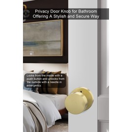 goldenwarm 3 Pack Brushed Gold Door Knobs Interior, Gold Interior Door Knobs Zinc-Alloy Brass Privacy Door Lock Knobs, Bedroom Doorknobs Gold Lockable Door nob