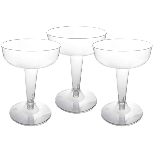 Party Essentials Hard Plastic Two Piece 4-Ounce Champagne Glasses, Clear, Pack of 100