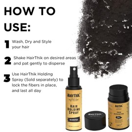 HairThik Hair Building Fibers - Instantly Fill in Fine or Thinning Hair for Thicker, Fuller-Looking Hair for Men & Women – Hair Thinning & Balding solution | BLACK, 15 Grams - HFR/15B