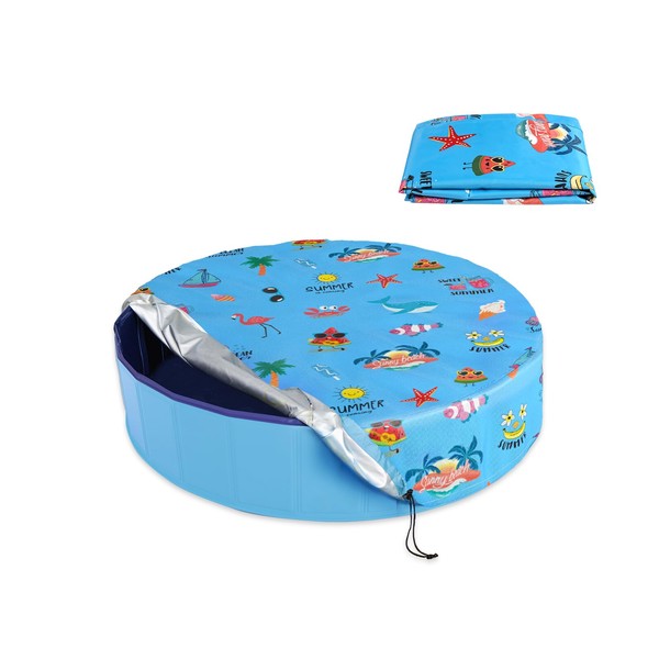 Docuwee Round Pool Cover 32", Foldable Kiddie Solar Cover Fit