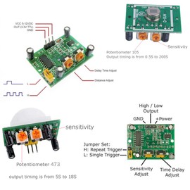 Stemedu 3PCS HC-SR501 PIR Infrared Motion Sensors IR Human Body Movement Detector Sensor Module for Arduino and Raspberry Pi