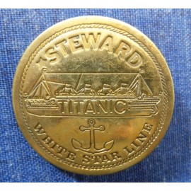 STEWARD TITANIC WHITE STAR LINE OCEANLINER SHIP CRUISE BADGE PIN PINBACK BRASS