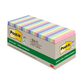 Post-it Greener Notes, 3 x 3 pulgadas, 24 almohadillas para orejas, notas adhesivas favoritas de Estados Unidos, colección Sweet Sprinkles, colores pastel, eliminación limpia, material 100% reciclado