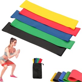 5 Exercise Resistance Band, Skin-Friendly Resistance Fitness Exercise Loop Bands with 5 Different Resistance Levels, Suitable for Muscle Stretching, Ideal for Home, Gym, Yoga, Training.