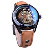 FORSINING 3D Blue Hardlex Glass Mens Transparent Sport Casual Mechanical