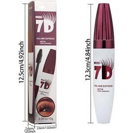 Rímel 7D con Fibras Impermeable, Alarga y Da Volumen a Pestañas, Maquillaje Ojos Antimanchas Efecto Pestañas Postizas Natural (2)
