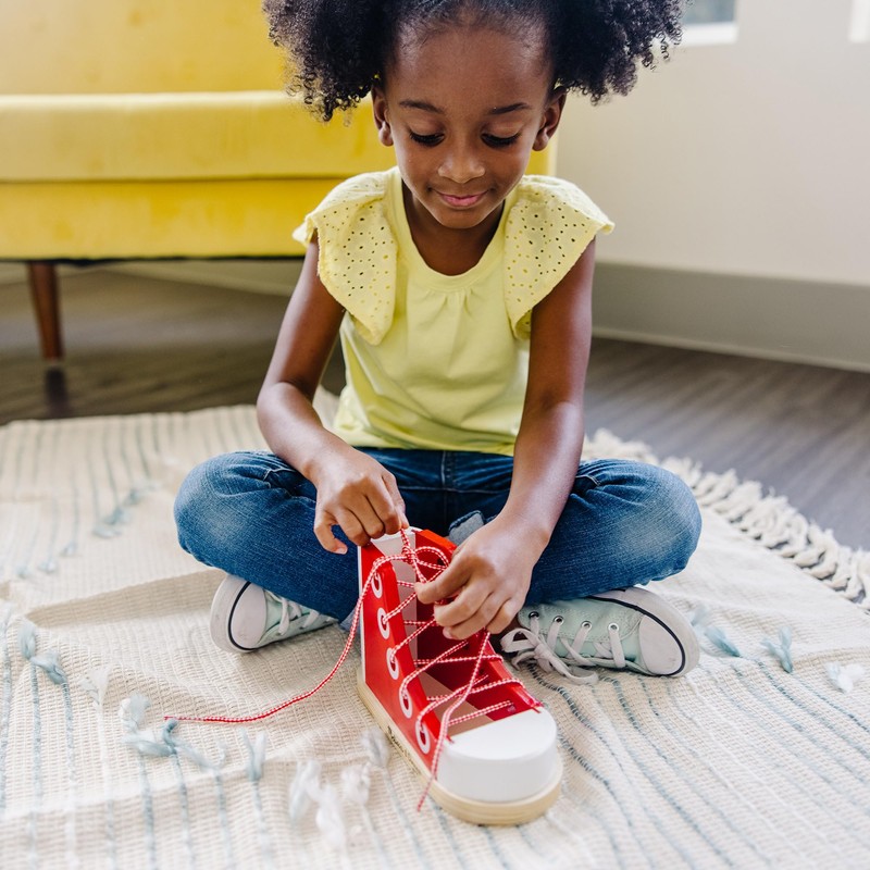 Melissa & Doug Deluxe Wood Lacing Sneaker - Learn to