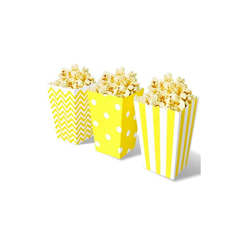 Pack of 18 Popcorn Trays, Popcorn Bags, Striped Popcorn Buckets,