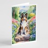 Caroline's Treasures Sheltie Spring Path Greeting Cards Pack of 8