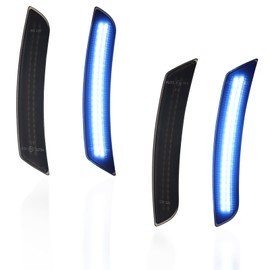 AreLokpri Front Rear Bumper Side Marker Lights Compatible with Chevy Camaro 2016-2023, Dual Rows LED Fender Sidemarker Lamps, Reflectors Blue Smoked Lens 4PCS