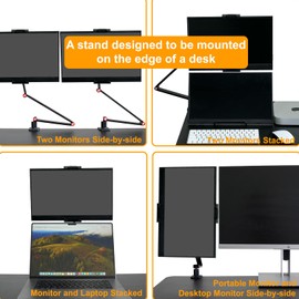 FeeLazy Portable Monitor Stand Tablet Holder with Super Wide Clamp 3-Section Arm and Desk Clamp Kindle Stand Portable Monitor Mount15.6 inch 18.5 inch FL15C