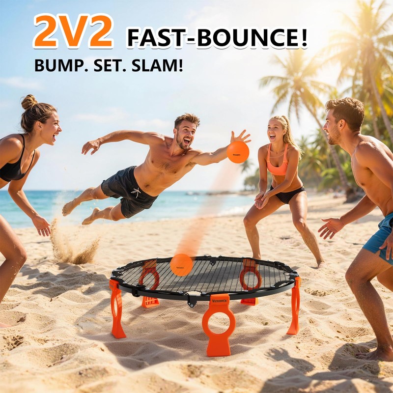 VEXOMIX Foldable Metal Roundnet Game Set for Outdoor Lawn &