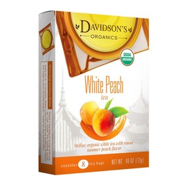 Davidson's Organics, White Peach, 8-count Tea Bags, Pack of 12