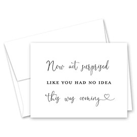 "Funny Bridesmaid Proposal Cards, Now Act Surprised Bridesmaid Proposal Cards - 8 Will You Be My Bridesmaid Cards and 2 Maid of Honor Cards (White Envelope)"