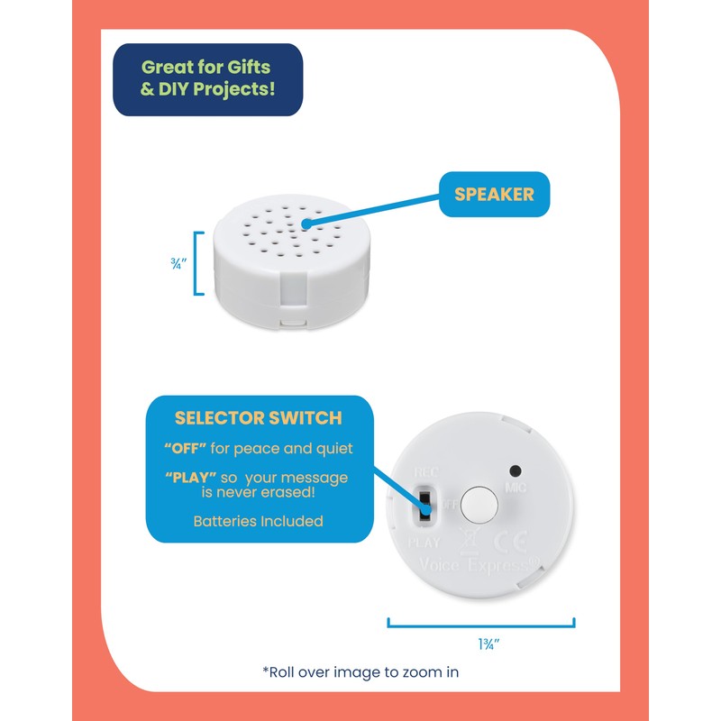 VOICEGIFT VoiceGift 60 Second Multi-Message Voice Recorder, Record Custom Messages