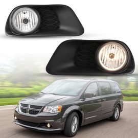 Nixon Offroad Fog Light Set for 2011-2020 Dodge Grand Caravan w/Bulb + Black Bezel Cover + Wiring Harness Kit + Universal Switch, Fog Light Lamp Assembly, Clear Lens (Not Fit Srt8 Models)