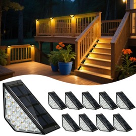 BKBB PPBB Solar Step Lights for Outside, Solar Stair Lights Outdoor Waterproof, Deck Step Lights for Fence, Patio, Yard, Porch, Front Door, Sidewalk, Garden, Patio Decor (Warm White, 10 Pack)
