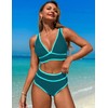 YACUN Womens High Waisted Bikini Sets Two Piece Color Block