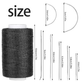 250M Leather Waxed Thread, Sewing Waxed Thread Cord with Leather Needles, Upholstery Repair Sewing Thread Kit for Bookbinding, Shoe Repairing, Leather Projects, 150D/Black