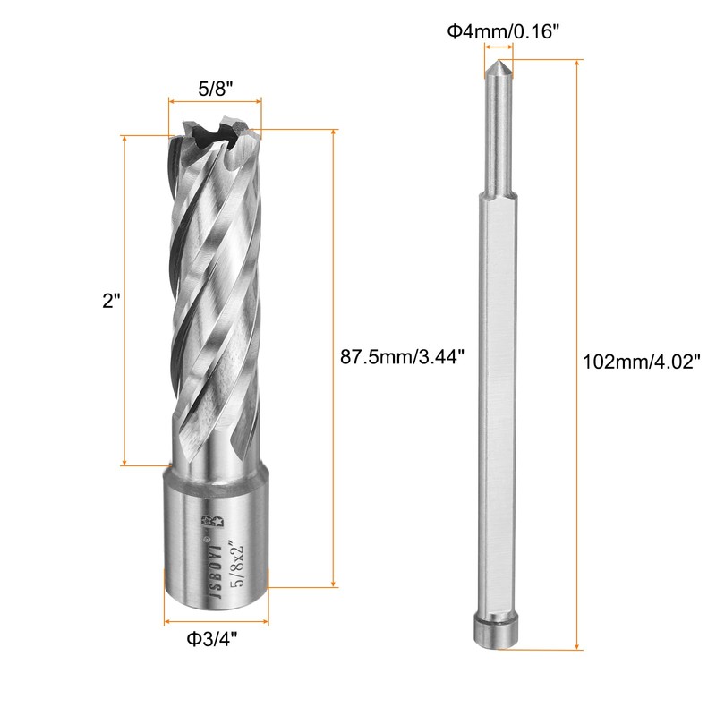 HARFINGTON Annular Cutter 5/8" Cutting Diameter Shank 3/4" with 2"