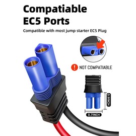 Car Jump Starter Cables for 12V Portabale Car Jump Starter,EC5 Emergency Jumper Cables Battery Booster Cable Wire