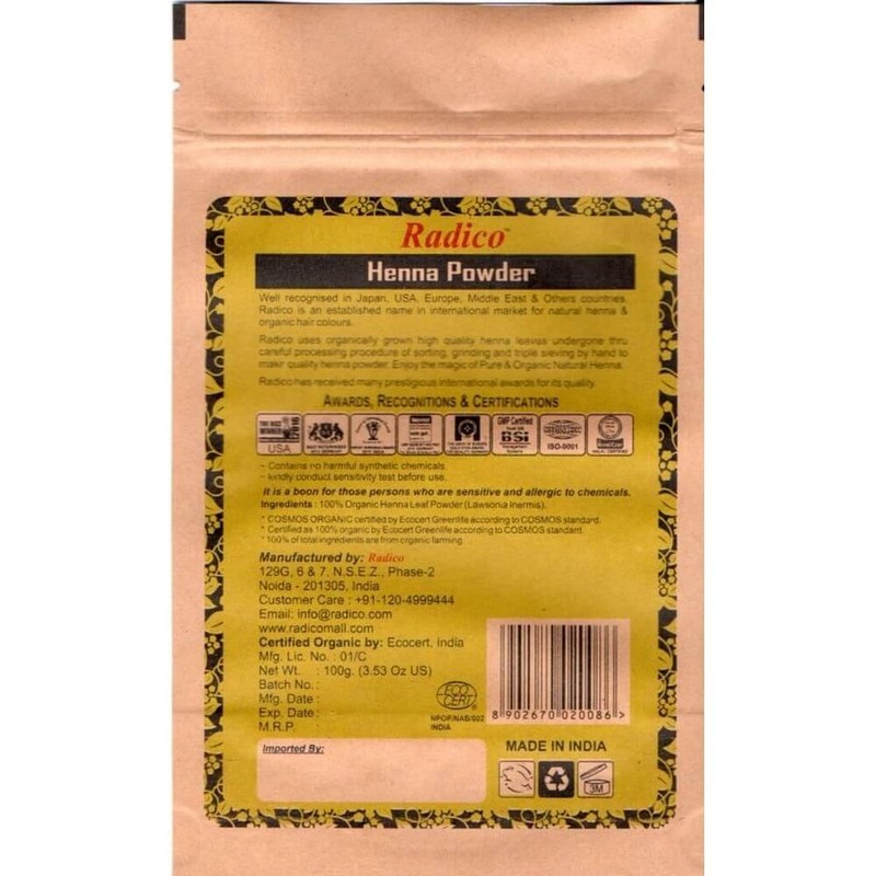 Radico Henna Leaf Powder 2 Pack (2 x 100 g)