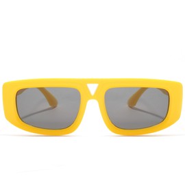 cydays Irregular Design Women Sunglasses One Piece Uv Protection Sunglasses for Outdoor Sports 1023 Grey Lens Yellow Frame