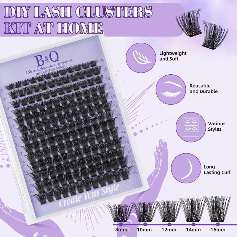 B&Q Wispy Lash Clusters Kit B19, DIY Lash Extension Kit